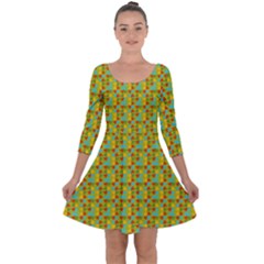 Lemon And Yellow Quarter Sleeve Skater Dress by Sparkle