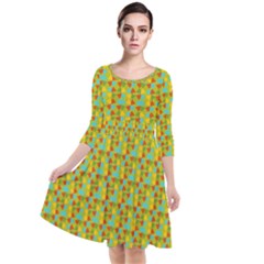 Lemon And Yellow Quarter Sleeve Waist Band Dress by Sparkle