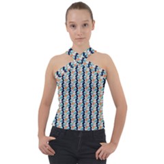 Geometry Colors Cross Neck Velour Top by Sparkle