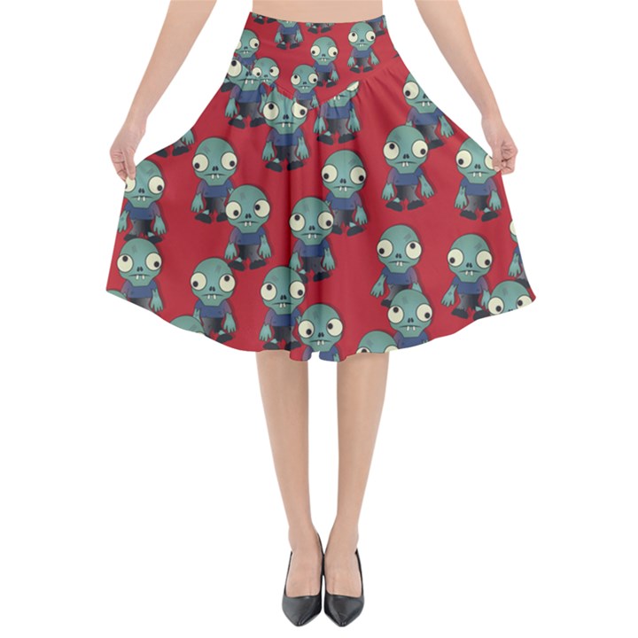 Zombie Virus Flared Midi Skirt