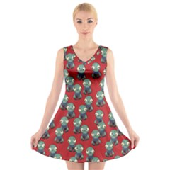 Zombie Virus V-neck Sleeveless Dress by helendesigns