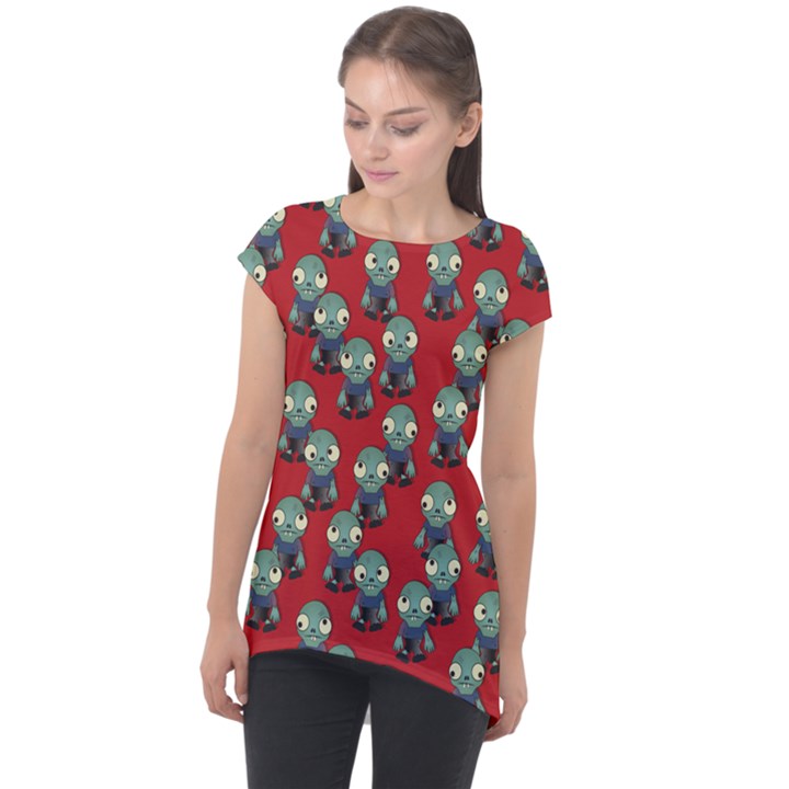 Zombie Virus Cap Sleeve High Low Top