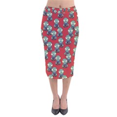 Zombie Virus Velvet Midi Pencil Skirt by helendesigns