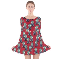 Zombie Virus Long Sleeve Velvet Skater Dress