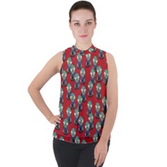 Zombie Virus Mock Neck Chiffon Sleeveless Top by helendesigns