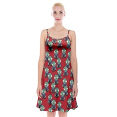 Zombie Virus Spaghetti Strap Velvet Dress