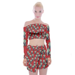 Zombie Virus Off Shoulder Top With Mini Skirt Set