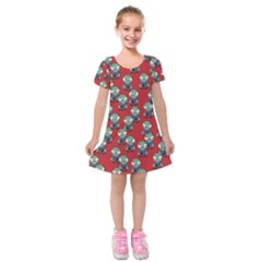 Zombie Virus Kids  Short Sleeve Velvet Dress