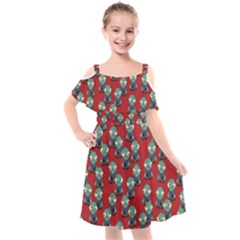 Zombie Virus Kids  Cut Out Shoulders Chiffon Dress by helendesigns