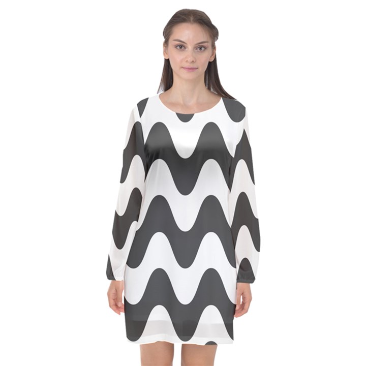 Copacabana  Long Sleeve Chiffon Shift Dress 