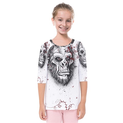 Monster Monkey From The Woods Kids  Quarter Sleeve Raglan Tee by DinzDas