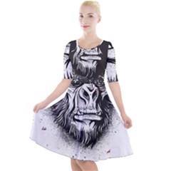 Monster Monkey From The Woods Quarter Sleeve A-line Dress by DinzDas