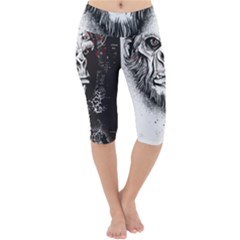 Monster Monkey From The Woods Lightweight Velour Cropped Yoga Leggings by DinzDas