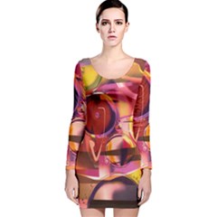 Fractured Colours Long Sleeve Velvet Bodycon Dress