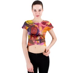 Fractured Colours Crew Neck Crop Top by helendesigns