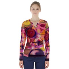 Fractured Colours V-neck Long Sleeve Top by helendesigns