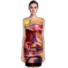 Fractured Colours Sleeveless Velvet Midi Dress