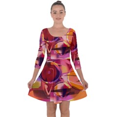 Fractured Colours Quarter Sleeve Skater Dress by helendesigns