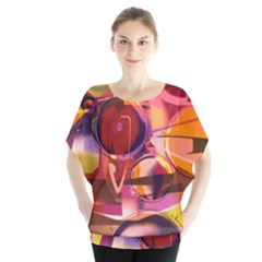 Fractured Colours Batwing Chiffon Blouse