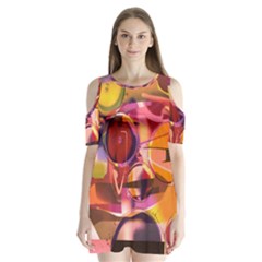 Fractured Colours Shoulder Cutout Velvet One Piece