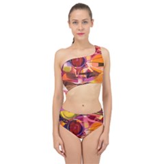 Fractured Colours Spliced Up Two Piece Swimsuit