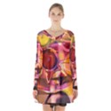 Fractured Colours Long Sleeve Velvet V-neck Dress View1