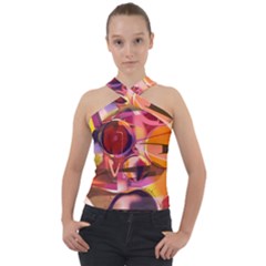 Fractured Colours Cross Neck Velour Top by helendesigns