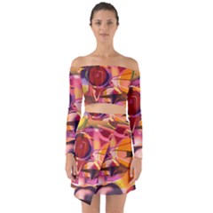 Fractured Colours Off Shoulder Top With Skirt Set by helendesigns