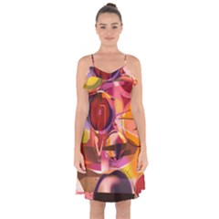 Fractured Colours Ruffle Detail Chiffon Dress by helendesigns