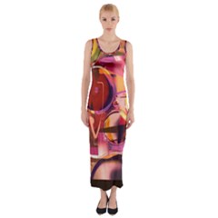 Fractured Colours Fitted Maxi Dress by helendesigns