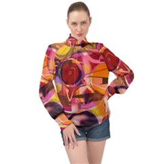 Fractured Colours High Neck Long Sleeve Chiffon Top by helendesigns