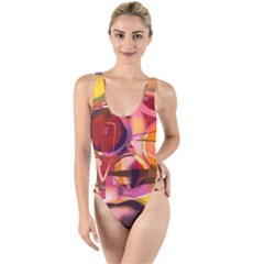 Fractured Colours High Leg Strappy Swimsuit by helendesigns