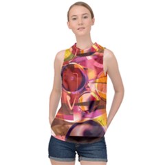 Fractured Colours High Neck Satin Top by helendesigns