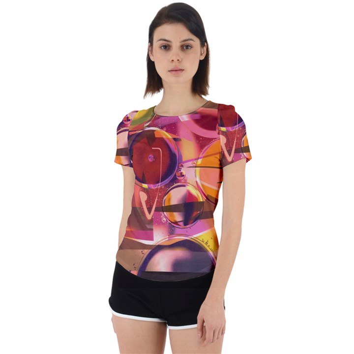 Fractured Colours Back Cut Out Sport Tee