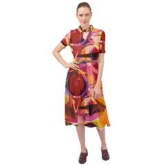 Fractured Colours Keyhole Neckline Chiffon Dress by helendesigns