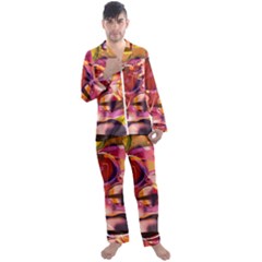 Fractured Colours Men s Long Sleeve Satin Pyjamas Set