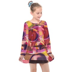 Fractured Colours Kids  Long Sleeve Dress