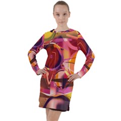 Fractured Colours Long Sleeve Hoodie Dress