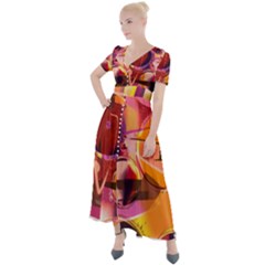 Fractured Colours Button Up Short Sleeve Maxi Dress