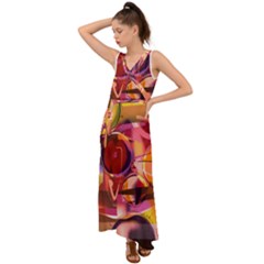 Fractured Colours V-neck Chiffon Maxi Dress by helendesigns