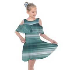 Tech Abstract Print Kids  Shoulder Cutout Chiffon Dress