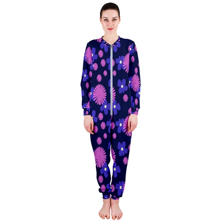 Pink and Blue Flowers OnePiece Jumpsuit (Ladies) 