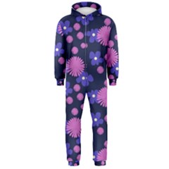 Pink And Blue Flowers Hooded Jumpsuit (men)  by bloomingvinedesign