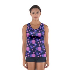 Pink And Blue Flowers Sport Tank Top  by bloomingvinedesign