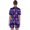 Pink and Blue Flowers Satin Short Sleeve Pyjamas Set View2