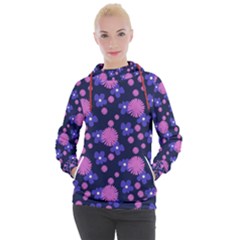 Pink And Blue Flowers Women s Hooded Pullover by bloomingvinedesign