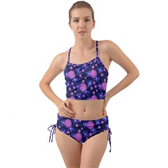 Pink And Blue Flowers Mini Tank Bikini Set by bloomingvinedesign