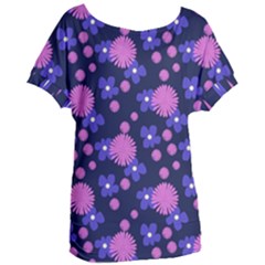 Pink And Blue Flowers Women s Oversized Tee by bloomingvinedesign