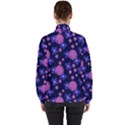 Pink and Blue Flowers Women s High Neck Windbreaker View2