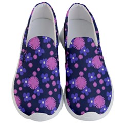 Pink And Blue Flowers Men s Lightweight Slip Ons by bloomingvinedesign